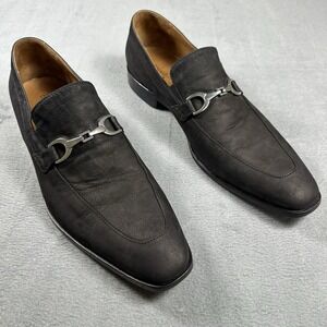 Donald J Pliner Silvano Horsebit Loafers Black Leather 10.5M Made In Italy